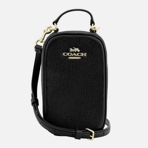 Coach Black Leather Eva Phone Crossbody